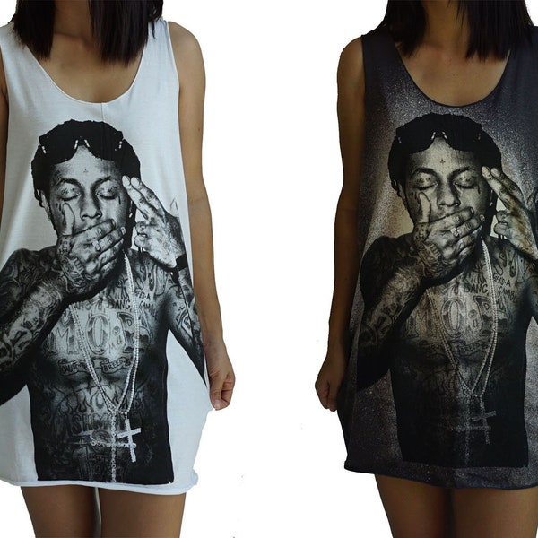 Lil Wayne // Corte recto // Camiseta sin mangas // Camiseta sin mangas // Chaleco // Camiseta sin mangas // Lavado ácido // Hombre // Mujer // Unisex