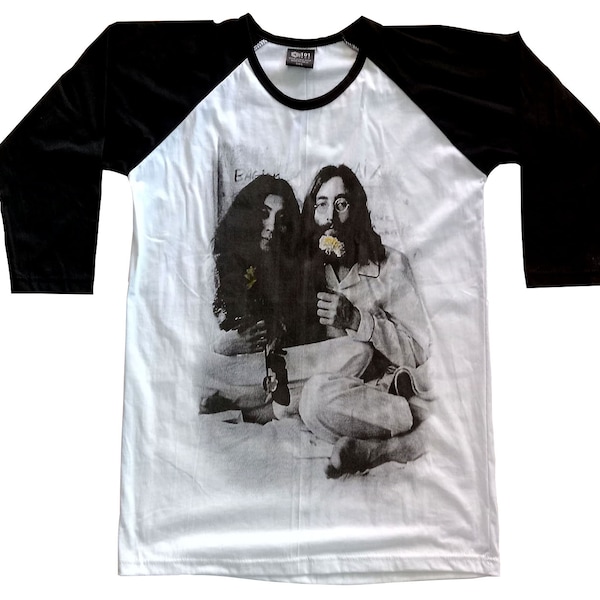 John Lennon // Yoko Ono // Raglan // 3/4 Ärmel // Baseball // T-Shirt // Männer // Frauen // Unisex