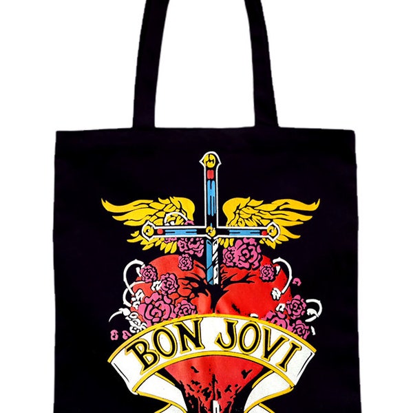 Bon Jovi // Rock Band Tote Bag // Shopping Bag // Concert Bag // Canvas Bag