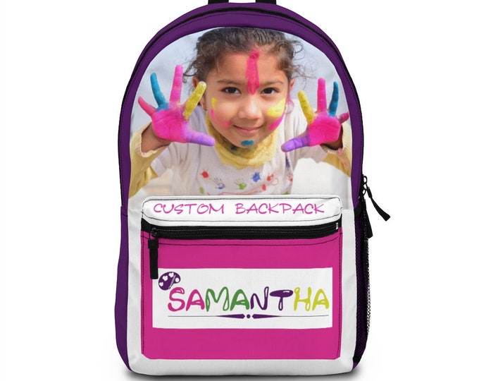 Custom Girls Backpack Personalized Book Bag Girls Backpack Purple Backpack Custom Pink Backpack Photo Backpack Custom Name Backpack