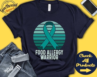 Food Allergy Awareness Shirt Warrior Teal Ribbon Food Allergy Awareness Shirt Warrior Teal Ribbon