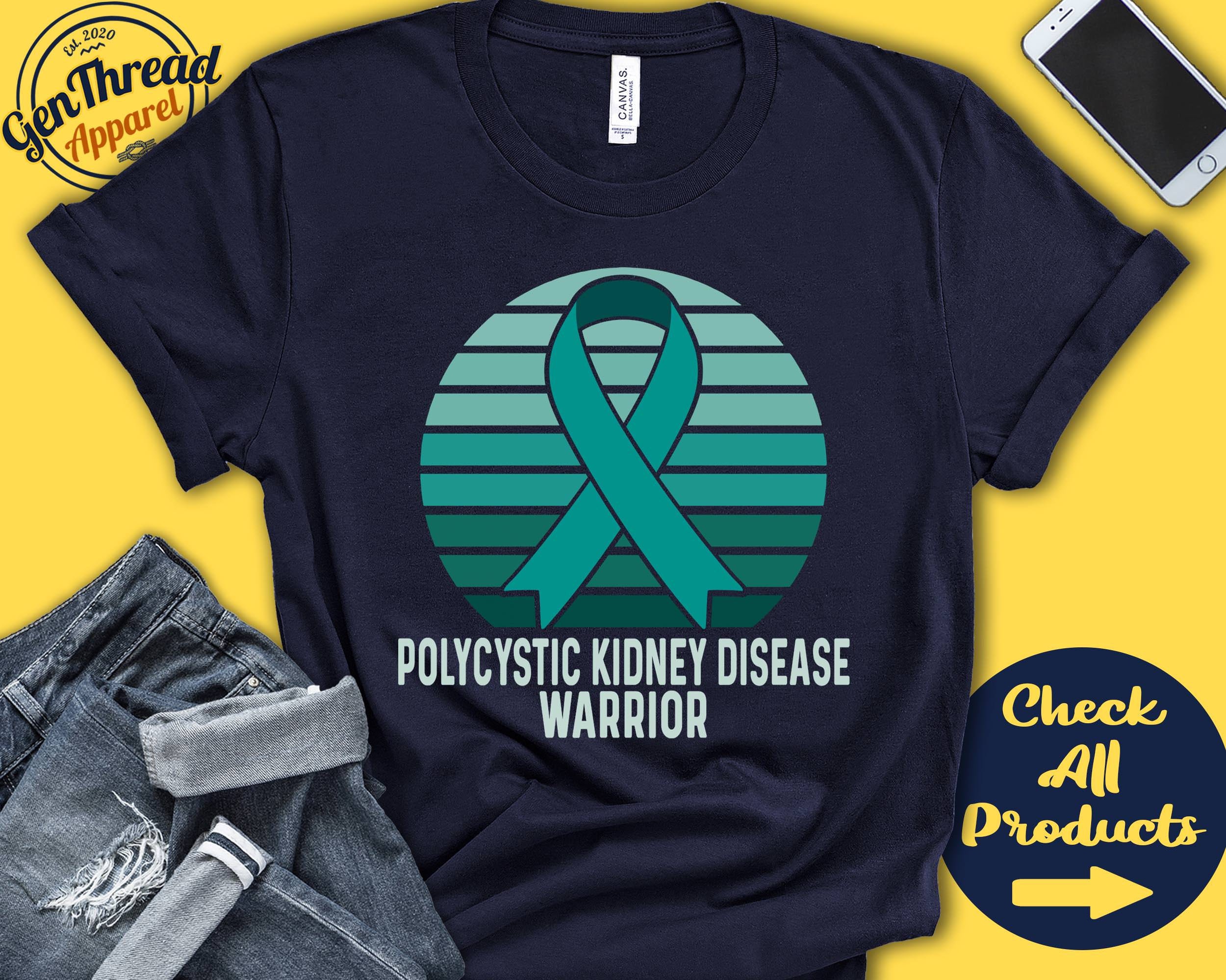 Polycystic Kidney Disease Shirt | PKD Awareness | Teal Ribbon | Warrior | Fighter | Surgery | Recovery | Tank Hoodie | A1367