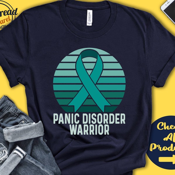 Panic Disorder Shirt | Panic Disorder Awareness | Teal Ribbon | Warrior | Fighter | Surgery | Recovery | Tank Hoodie | A1364