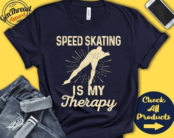 Speed Skater Shirt | Speed Skating Is My Therapy | Speed Skater Gift | Ice Skating Tee | Men | Ice Sports | Tank Hoodie | A2060