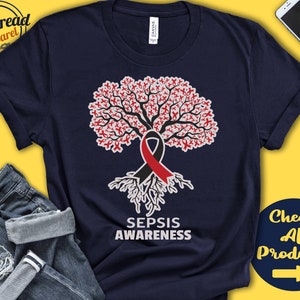 Sepsis Shirt | Sepsis Awareness | Tree Of Life | Red and Black Ribbon | Fighter | Warrior | Surgery | Recovery  | Tank Hoodie | A2994