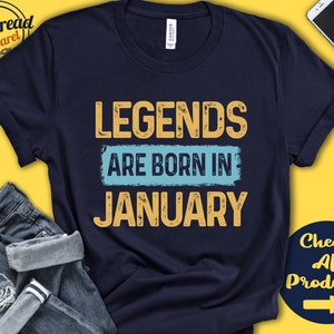 Legends Are Born in Januar Geburtstags-Shirt | Geschenk | Legendär geboren | Januar Königin | König | Kinder Frauen Männer Mädchen Tank Hoodie | A0853