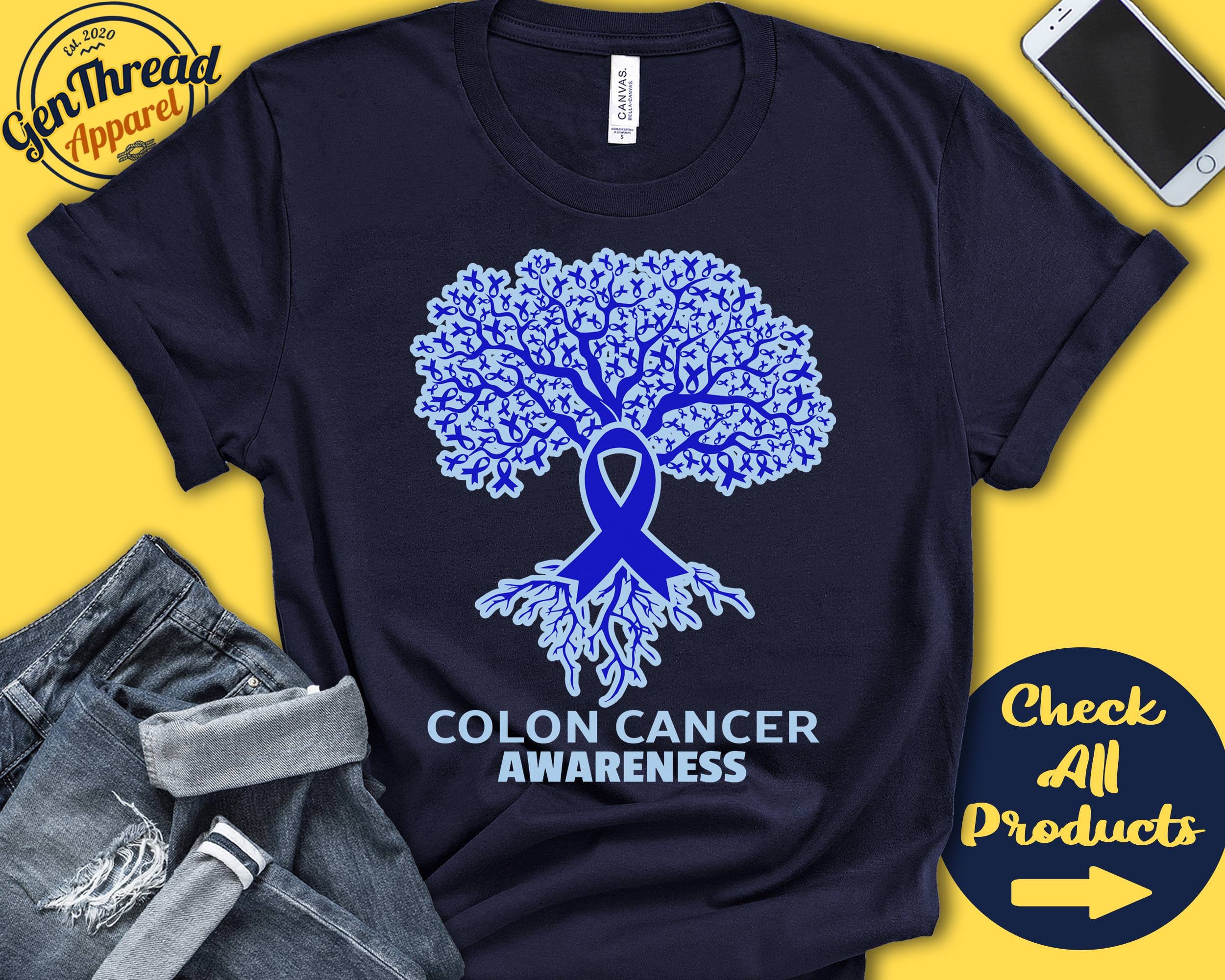 Camiseta de cáncer de colon / Concientización sobre el cáncer de colon /  Árbol de la vida / Cinta azul / Luchador / Guerrero / Cirugía /  Recuperación / Sudadera con capucha / A2732 - Etsy México, image size:2500x2000