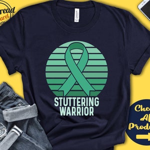 Stuttering Shirt | Stuttering Awareness | Sea Green Ribbon | Warrior | Fighter | Surgery | Recovery | Tank Hoodie | A1475