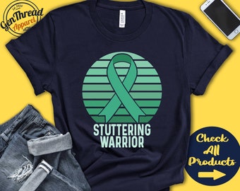 Stuttering Shirt | Stuttering Awareness | Sea Green Ribbon | Warrior | Fighter | Surgery | Recovery | Tank Hoodie | A1475