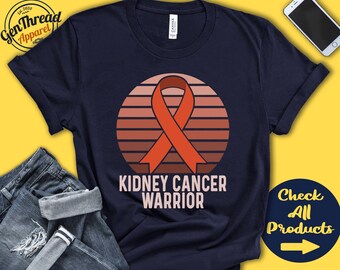 Kidney Cancer Shirt | Kidney Cancer Awareness | Orange Ribbon | Warrior | Fighter | Surgery | Recovery | Tank Hoodie | A1443