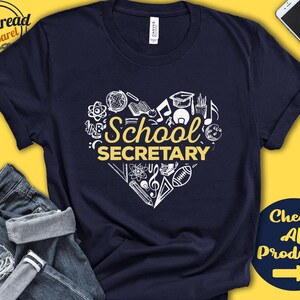 School Secretary Heart Shirt | School Elements | Secretary Gift | End of Year Gift | School Staff Shirt | Tank | Hoodie | A0044