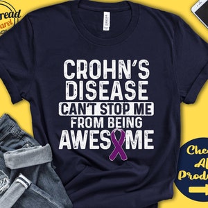 Crohns Disease Shirt | Crohns Disease Awareness | Purple Ribbon | Fighter | Warrior | Surgery | Recovery | Cant Stop | Tank Hoodie | A1067
