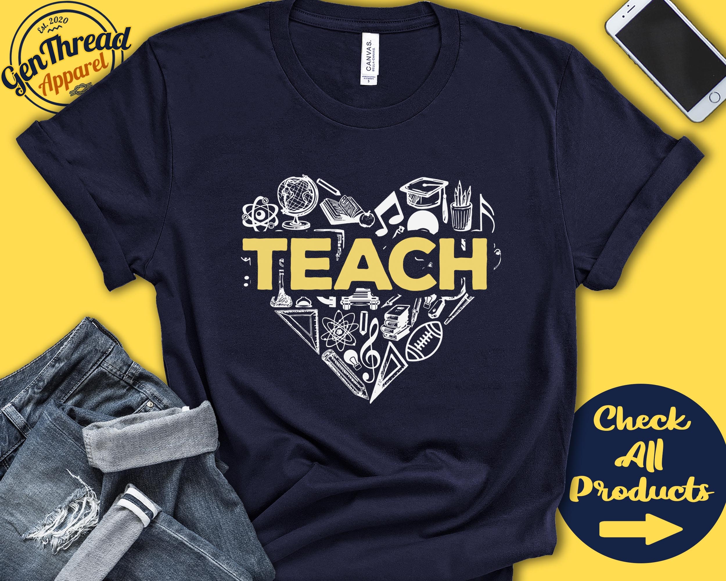 Teach Heart Shirt School Elements Teach Gift Teach Love - Etsy Norway