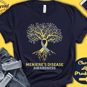Menieres Krankheit Shirt | Menieres Krankheitsbewusstsein | Lebensbaum | Silber-Gold-Band | Kämpfer | Kriegerin | Eingriff | Tank Hoodie | A3009