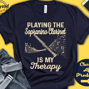 Sopranino Clarinet Player Shirt | E Flat Clarinet Gift | Clarinetist | Wind | Musician Music | Instrument | My Therapy | Tank Hoodie | A2504