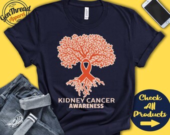 Kidney Cancer Shirt | Kidney Cancer Awareness | Tree Of Life | Orange Ribbon | Fighter | Warrior | Surgery | Recovery  | Tank Hoodie | A2916