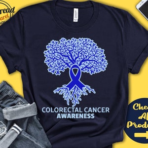 Colorectal Cancer Shirt | Colorectal Cancer Awareness | Tree Of Life | Blue Ribbon | Fighter | Warrior | Surgery  | Tank Hoodie | A2735