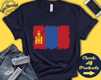 Camiseta com a bandeira da Mongólia | Presente para mongóis | Orgulho mongol | Raízes mongóis | Camiseta com a bandeira de um país do leste asiático | Regata com capuz | F0112