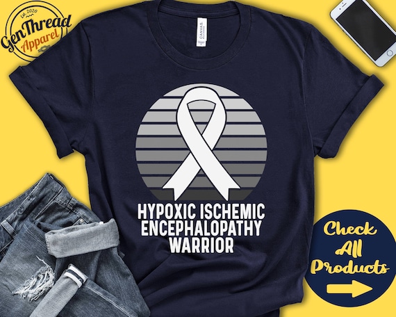 【ohga】BACK RIBBON T-shirt Hypoxic Ischemic Encephalopathy Shirt | HIE Awareness | White