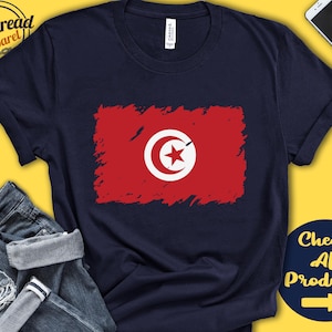 T-shirt drapeau de la Tunisie | Cadeau pour cadeau tunisien | Fierté tunisienne | racine tunisienne | Chemise de pays de drapeau de l&#39;Afrique du Nord | Sweat à capuche débardeur | F0177