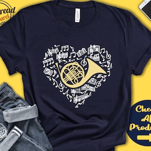 French Horn Player Shirt | French Horn Gift | Hornist | Marching Band | Musician | Music Lover Heart | Wind Instrument | Tank Hoodie | A2589