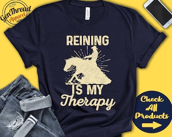 Maglietta da reining / Il reining è la mia terapia / Regalo da reining / Cavallo / Spettacolo equestre da reining / Rodeo / Sport equestri / Felpa con cappuccio / A2008
