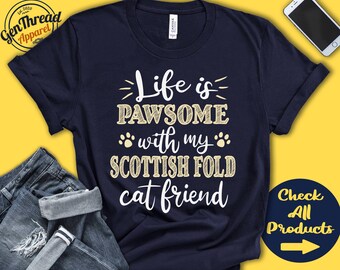 Scottish Fold Hemd | Scottish Fold Geschenk | Scottish Fold Katzenliebhaber | Neues Haustier-Elternteil | Katzeneltern | Katzenmama | Pfiffig | Tanktop | Kapuzenpullover | A0583