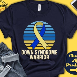 Down Syndrome Shirt | Down Syndrome Awareness | Yellow Blue Ribbon | Warrior | Fighter | Surgery | Recovery | Tank Hoodie | A1545