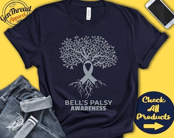 Bells Palsy Shirt | Bells Palsy Awareness | Tree Of Life | Silver Ribbon | Fighter | Warrior | Surgery | Recovery  | Tank Hoodie | A2935