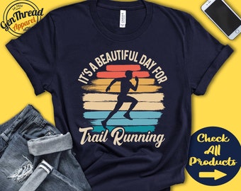 Traillöpartröja | Vacker dag för terränglöpning | Traillöpningspresent | Mind Over Miles | T-shirt | Sport | Linne med huva | A1835