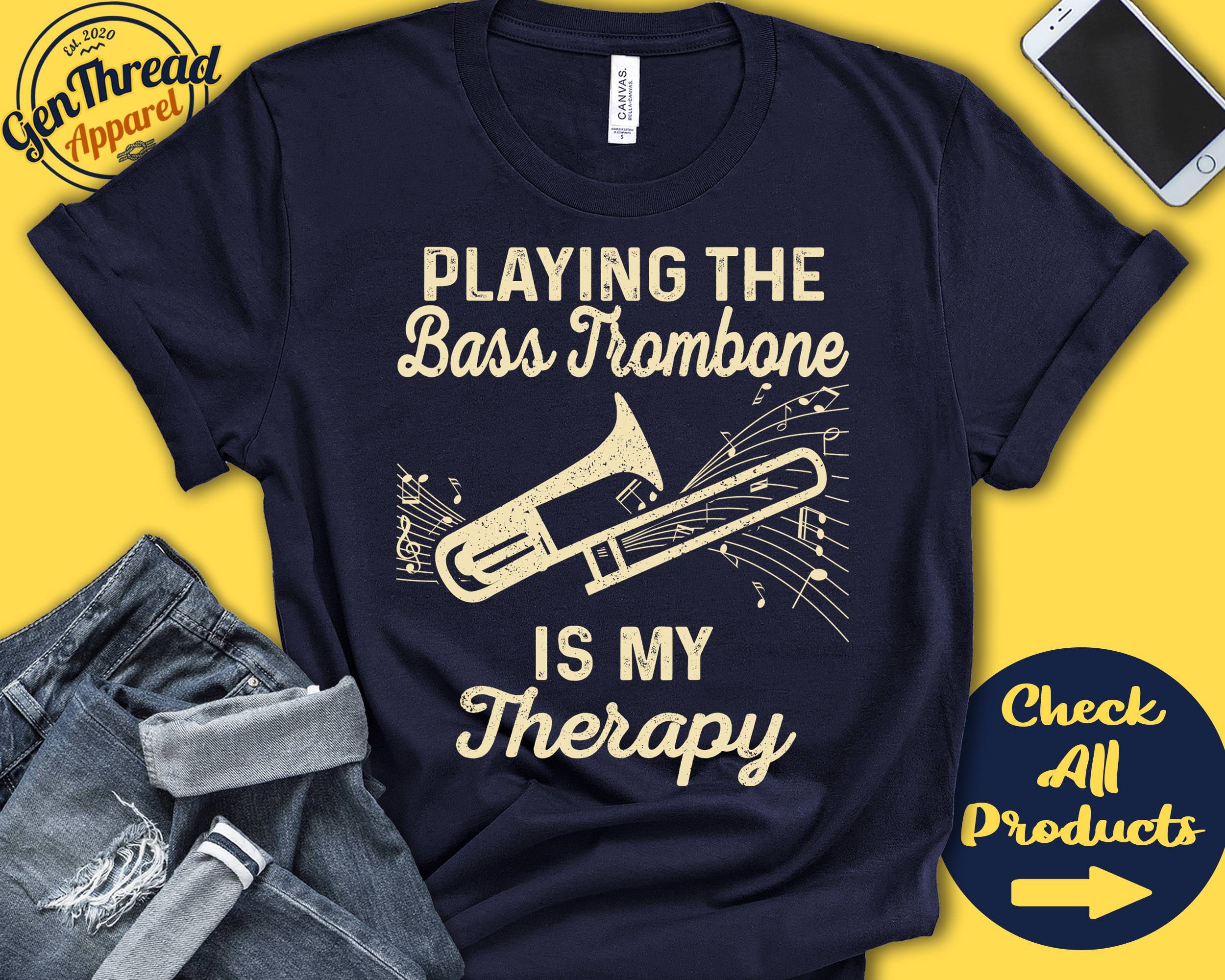 Camiseta de trombón bajo / Regalo de trombón bajo / Trombonista / Banda de música / Músico / Música / Mi terapia / Sudadera sin mangas / A2520