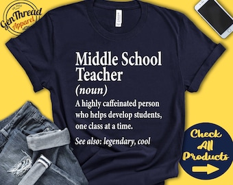Camiseta de definición de maestro de secundaria / Regalo / Escuela / Regalo de graduación de maestro / Futuro maestro / Agradecimiento al maestro / Tanque / Sudadera con capucha / A0094
