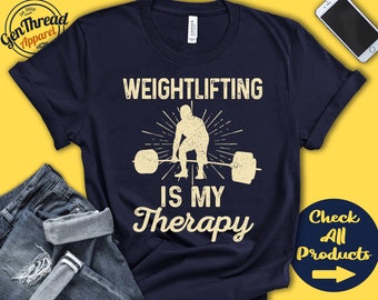 Gewichtheber Shirt | Gewichtheben ist meine Therapie | Geschenk | Gewichtheben | Fitness | Langhantel | Männer | T-Shirt | Kraftsport | Tank Hoodie | A2171