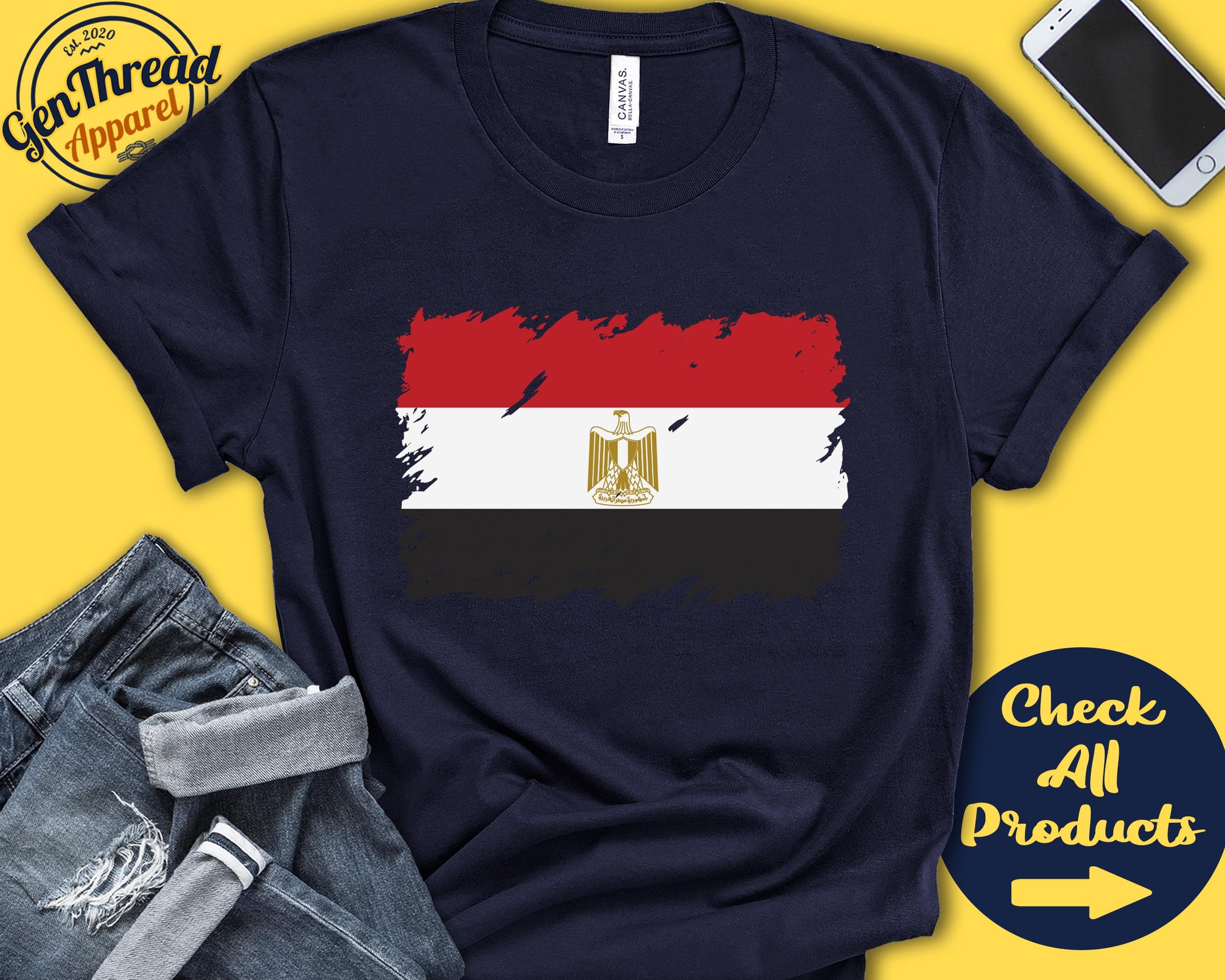 T-shirt Design, Cairo and Egypt Writing Plus the Egyptian Flag