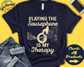 Chemise de joueur de sousaphone | Cadeau pour sousaphone | Tubaiste | Orchestre | Fanfare | Musicien | Musique | Ma thérapie | Sweat à capuche débardeur | A2533