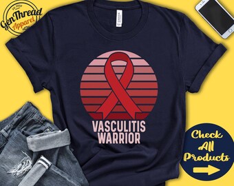 Vasculitis Shirt | Vasculitis Awareness | Red Ribbon | Warrior | Fighter | Surgery | Recovery | Tank Hoodie | A1336
