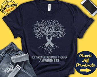 Borderline Personality Disorder Shirt | BPD Awareness | Tree Of Life | Silver Ribbon | Fighter | Warrior | Surgery  | Tank Hoodie | A2933