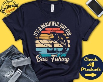 T-shirt de pêche à l'achigan | Belle journée pour la pêche à l'achigan | Cadeau de pêche à l'achigan | Pêcheurs | Grande bouche | Sports de pêche | Sweat à capuche débardeur | A1727
