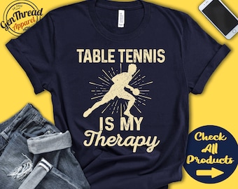 Tafeltennisshirt | Tafeltennis is mijn therapie | Spelerscadeau | Tafeltennis | Heren | T-shirt | Racketsporten | Tanktop met capuchon | A2115