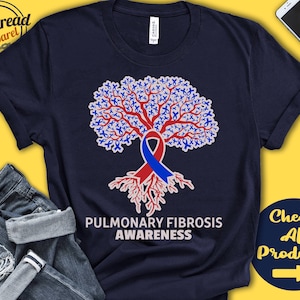 Pulmonary Fibrosis Shirt | Pulmonary Fibrosis Awareness | Tree Of Life | Red and Blue Ribbon | Fighter | Warrior | Tank Hoodie | A2995
