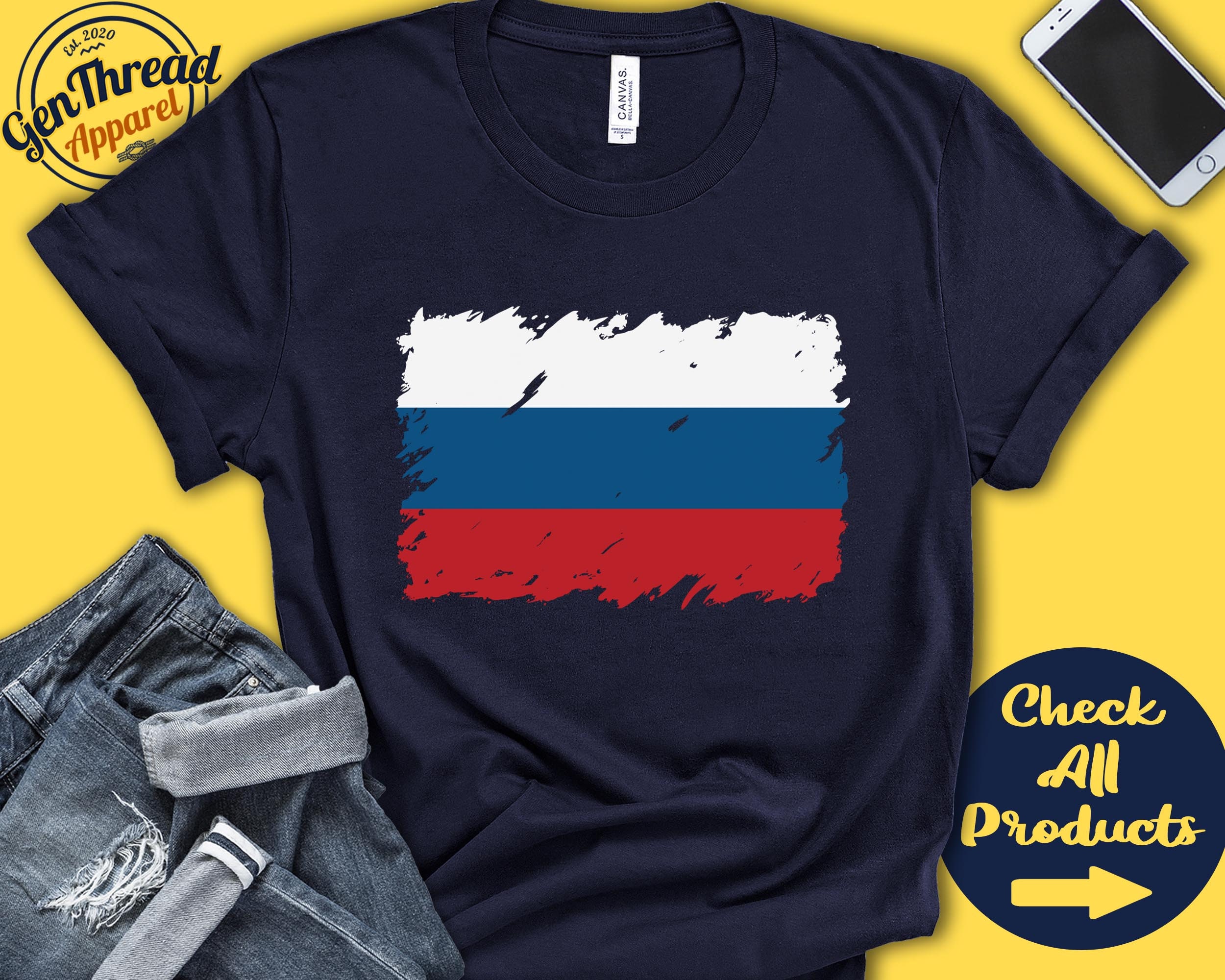 Russia T-Shirt Flag Russian Shirt Cool Unisex Top Tee-CL – Colamaga