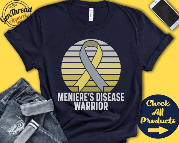 Menieres Disease Shirt Menieres Disease Awareness Silver Gold Ribbon Warrior Fighter Surgery Recovery Tank Hoodie A1542 Etsy