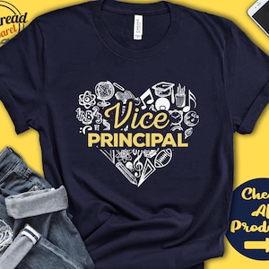 Vice Principal Heart Shirt | School Elements | Vice Principal Gift | Teach Love Inspire | Teacher Appreciation | Tank | Hoodie | A0038