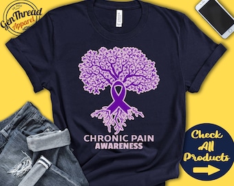 Chronic Pain Shirt | Chronic Pain Awareness | Tree Of Life | Purple Ribbon | Fighter | Warrior | Surgery | Recovery  | Tank Hoodie | A2877