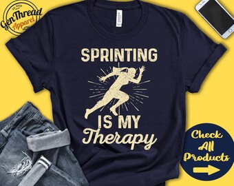 Chemise de sprinter | Le sprint est ma thérapie | Cadeau Sprint | Athlétisme | Athlète | Athlétisme | Fille | Femmes | Sport | Sweat à capuche débardeur | A2135