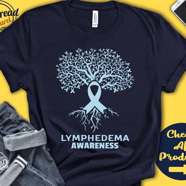 Lymphedema Shirt | Lymphedema Awareness | Tree Of Life | Light Blue Ribbon | Fighter | Warrior | Surgery | Recovery  | Tank Hoodie | A2786