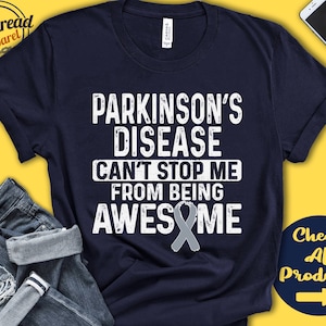 Parkinsons Disease Shirt | Parkinsons Disease Awareness | Silver Ribbon | Fighter | Warrior | Surgery | Cant Stop | Tank Hoodie | A1117