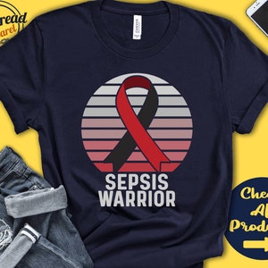 Sepsis Shirt | Sepsis Awareness | Red Black Ribbon | Warrior | Fighter | Surgery | Recovery | Tank Hoodie | A1527