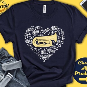Marching Tuba Player Shirt | Tuba Gift | Tubaist | Orchestra | Marching Band | Musician Music Lover Heart | Instrument | Tank Hoodie | A2606