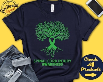 Spinal Cord Injury Shirt | Spinal Cord Injury Awareness | Tree Of Life | Green Ribbon | Fighter | Warrior | Surgery  | Tank Hoodie | A2841